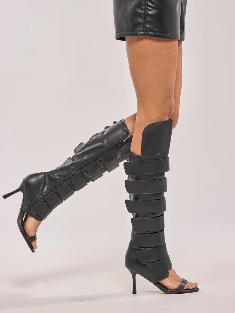 Azalea Wang Women’s Noirwave Black PU Stiletto Sandal Boots 11 NEW